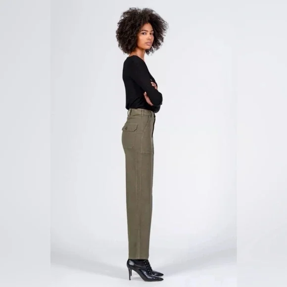 Black Orchid Military Wide Leg Pants Army Green sz 25 - Picture 2 of 11